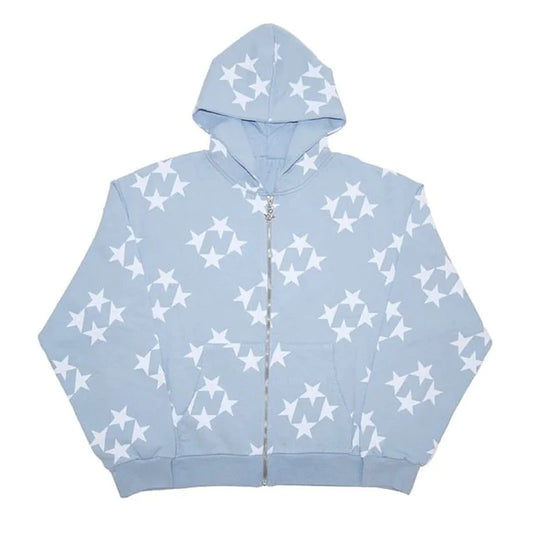 Men's Zip up Star Print Hoodie