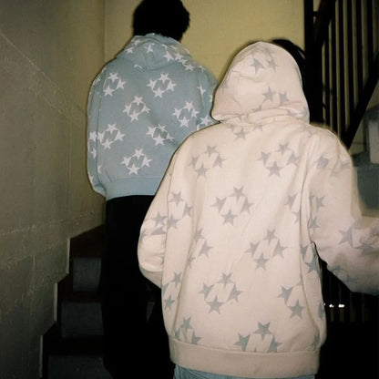 Men's Zip-up Star Print Hoodie