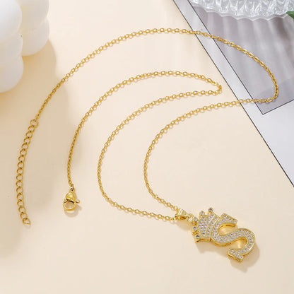Fashionable Letter Diamond Crown Necklace