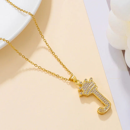 Fashionable Letter Diamond Crown Necklace