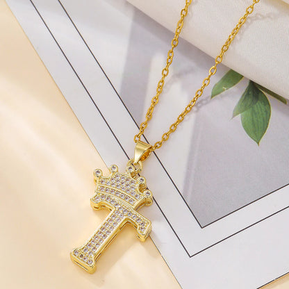 Fashionable Letter Diamond Crown Necklace