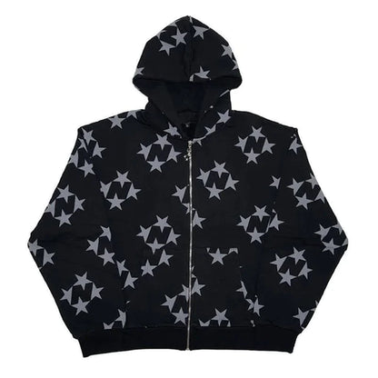 Men's Zip up Star Print Hoodie